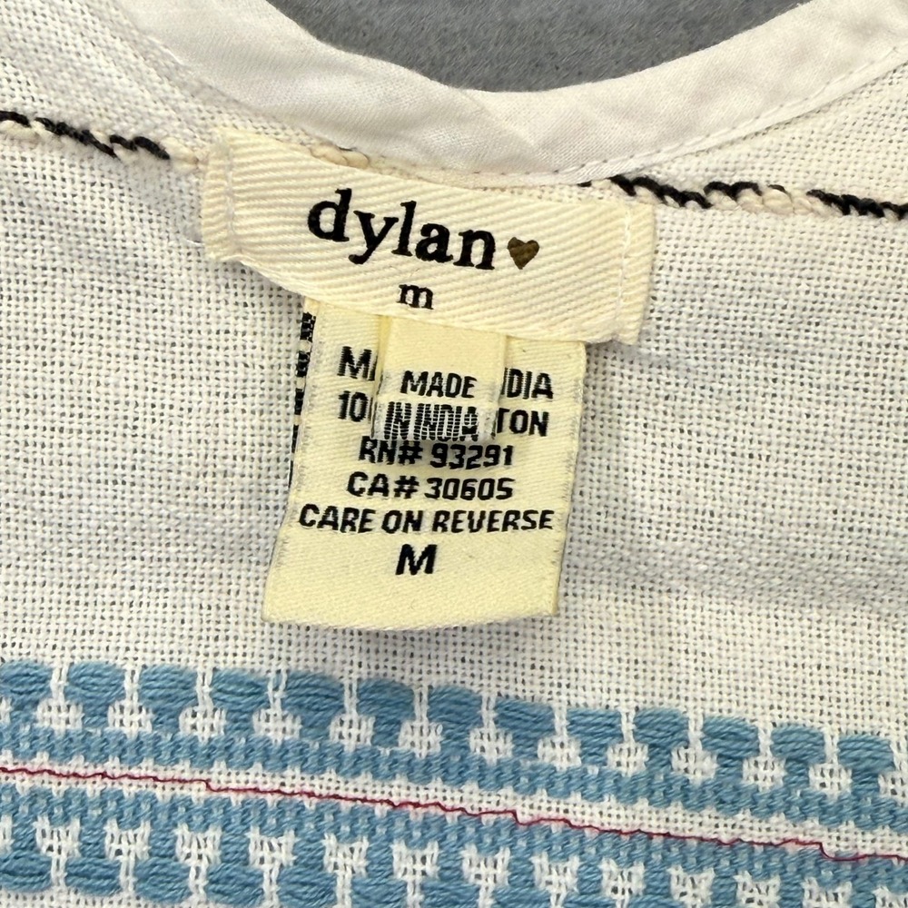 Dylan Womens Medium Blue White Striped Cotton Open Front Kimono Cardigan Wrap - Picture 2 of 8
